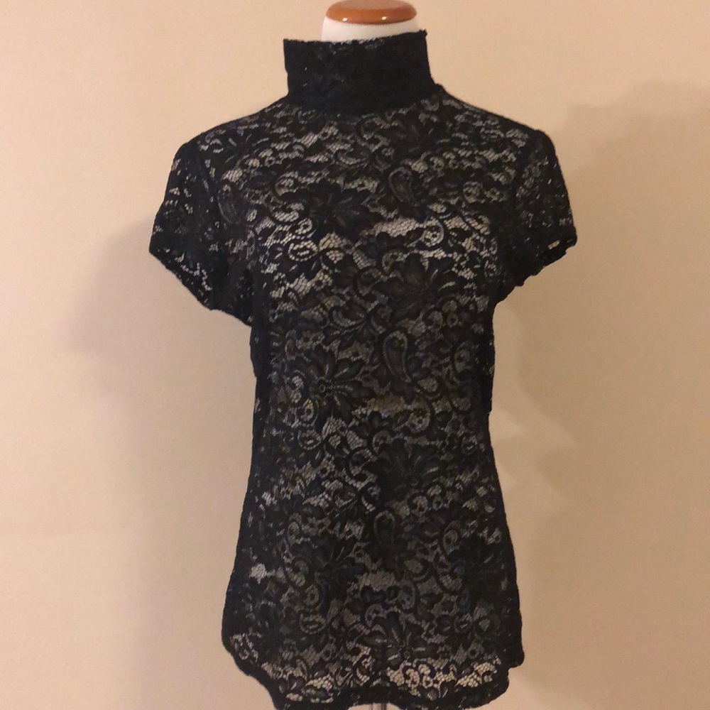 Express stretch lace turtle neck top